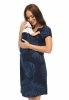 MijaCulture - labour maternity breastfeeding nightdress 4123 M80 Navy/ Palm trees
